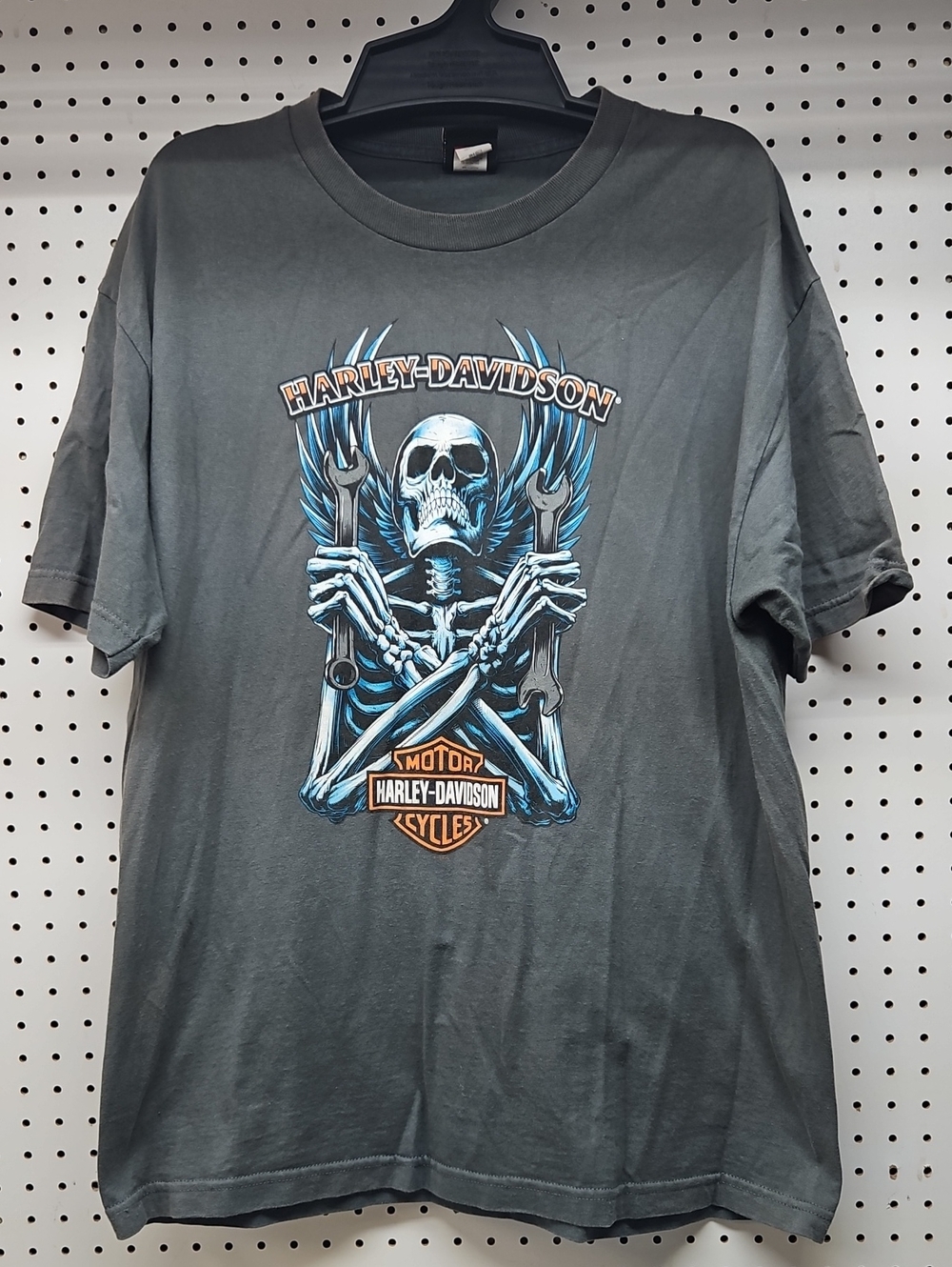 Harley-Davidson Chandler AZ Gray T‑Shirt with Blue Skull and Orange Logo XL